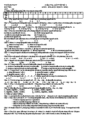 2 Đề kiểm tra 1 tiết số 2 môn Hóa học Lớp 10 - Năm học 2019-2020